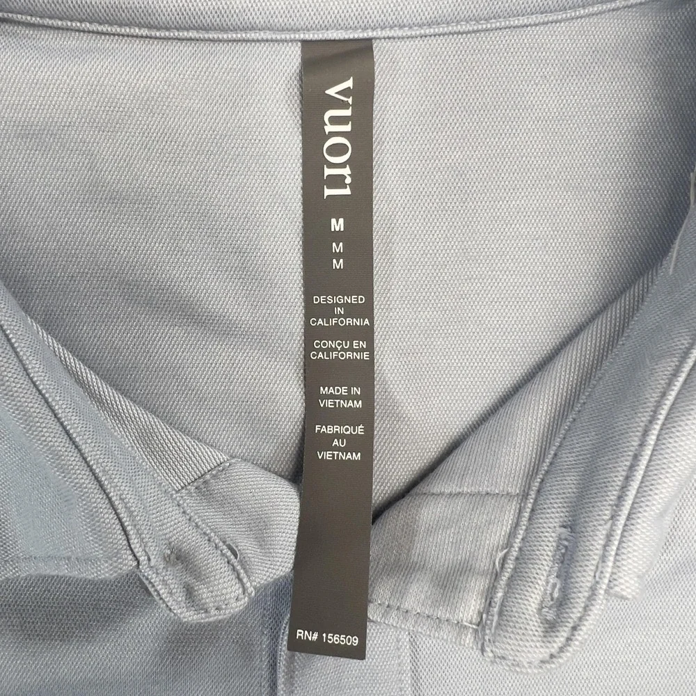 Vuori Shirt Mens M Blue Knit Button-Up Short Sleeve Performance Stretch Cotton